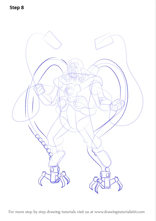 How To Draw Doctor Octopus  Step By Step Tutorial 