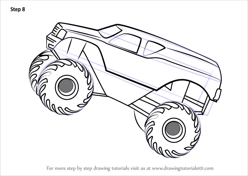 Have you always dreamed of learning how to draw a monster truck? If so,  then we created this … | Monster trucks, Monster truck drawing, Monster  truck coloring pages