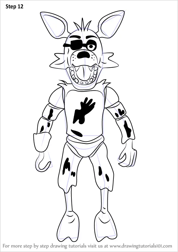 How to draw withered Foxy from Five Nights at Freddy's 2 FNAF 2 drawing  lesson preview