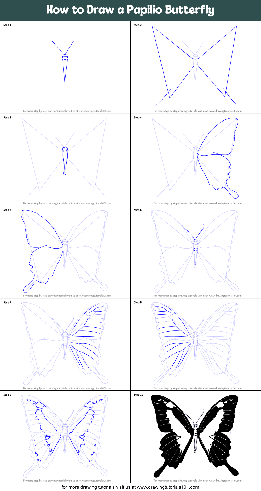 Step By Step 3D Butterfly Drawings In Pencil / 3D drawing of butterfly on paper | Step by step ...