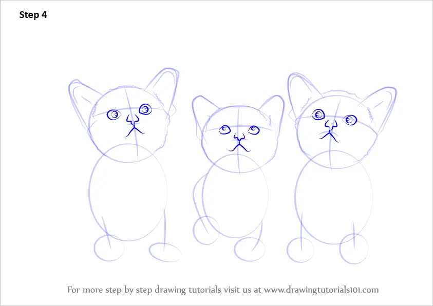How to Draw Three Kittens (Cats) Step by Step