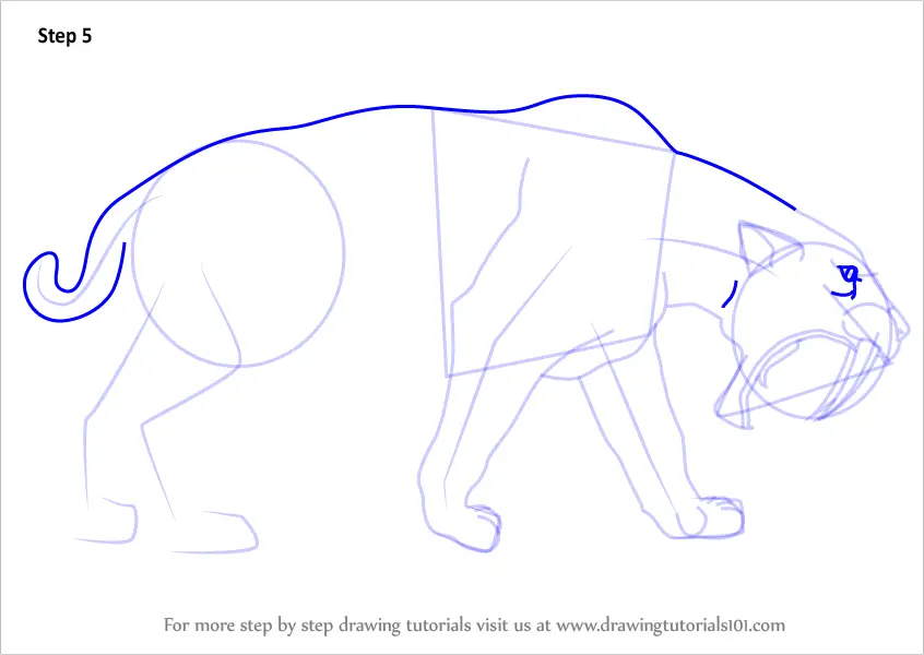 Learn How to Draw a Saber-toothed cat (Extinct Animals) Step by Step