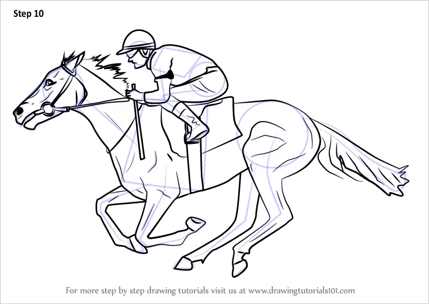 Learn How to Draw a Racehorse with Jockey (Horses) Step by Step