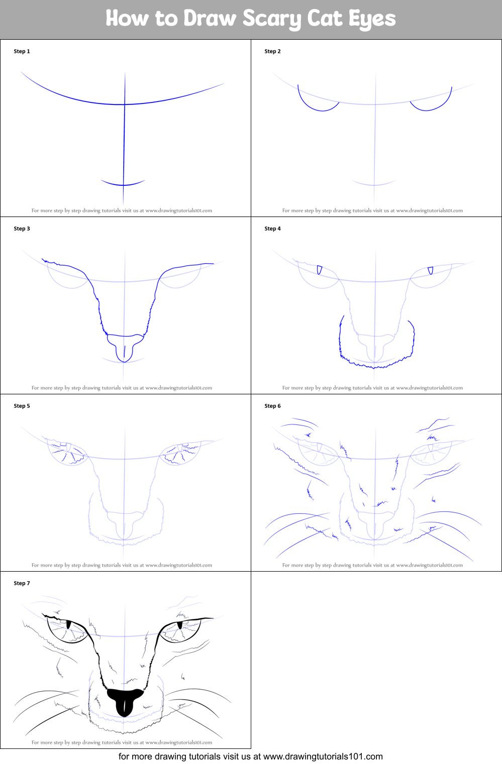 How To Draw Scary Cat Eyes Printable Step By Step Drawing Sheet DrawingTutorials101