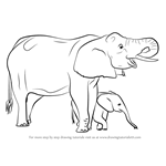How to Draw an Elephant Mother And Baby