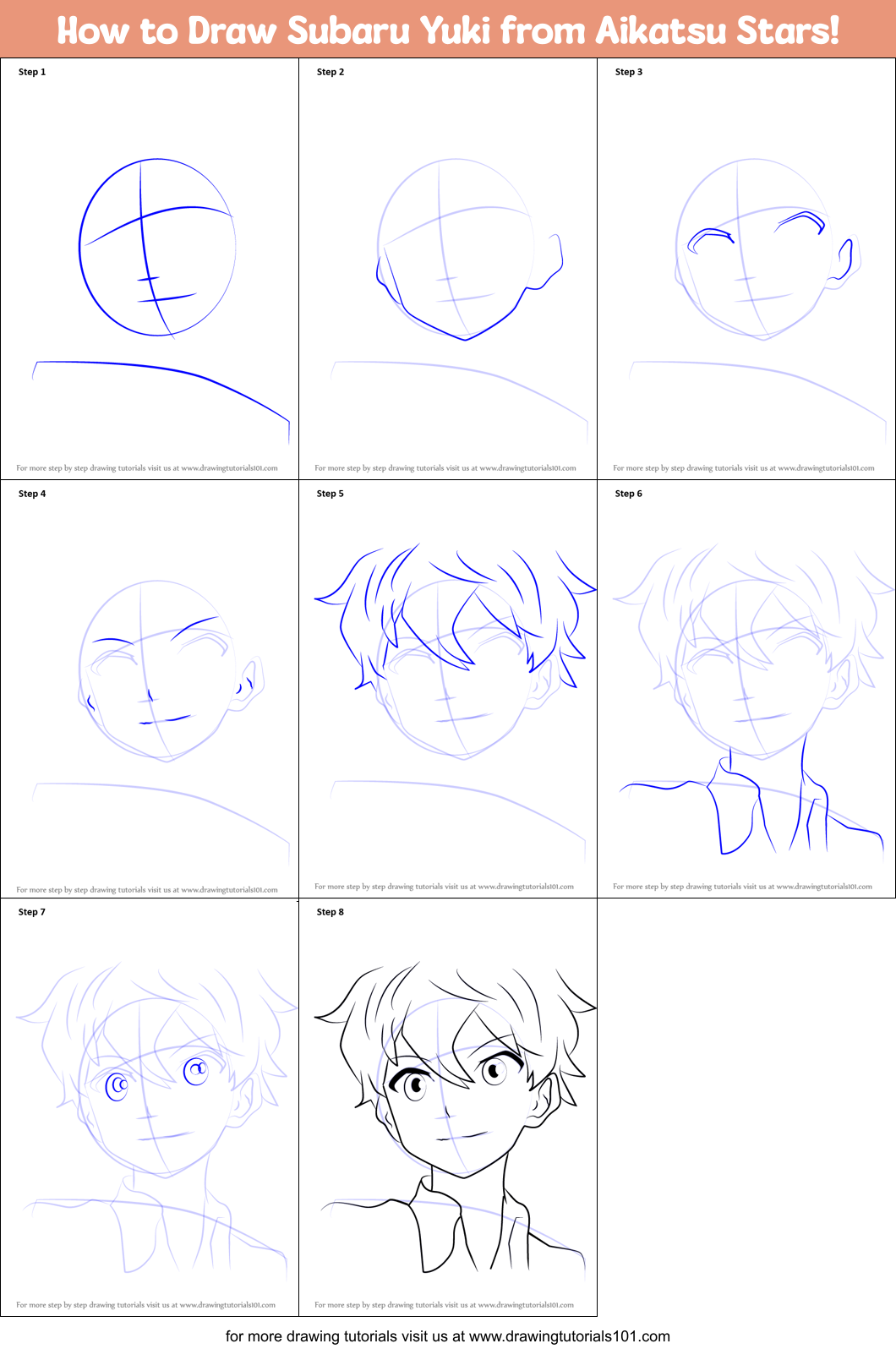 How to Draw Subaru Yuki from Aikatsu Stars! printable step by step ...