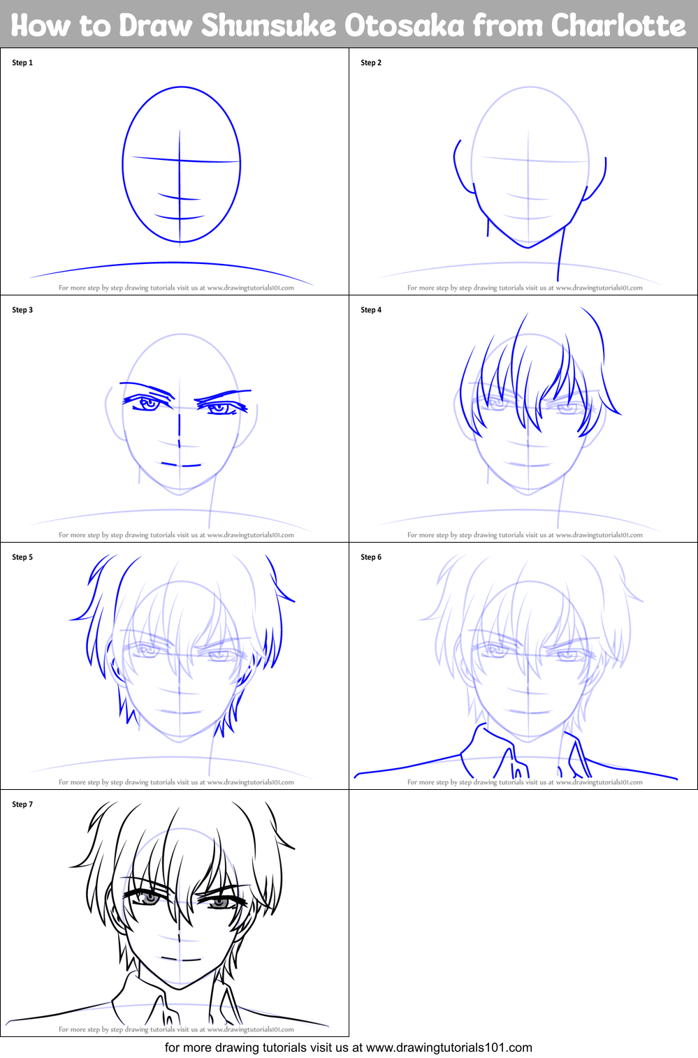 How to Draw Shunsuke Otosaka from Charlotte (Charlotte) Step by Step ...