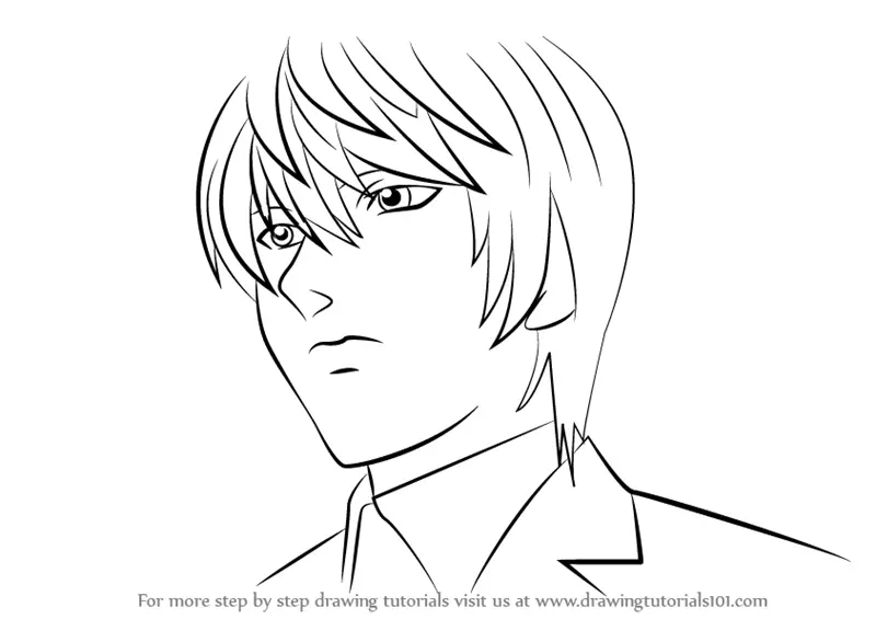 How to Draw Light Yagami from Death Note (Death Note) Step by Step |  DrawingTutorials101.com
