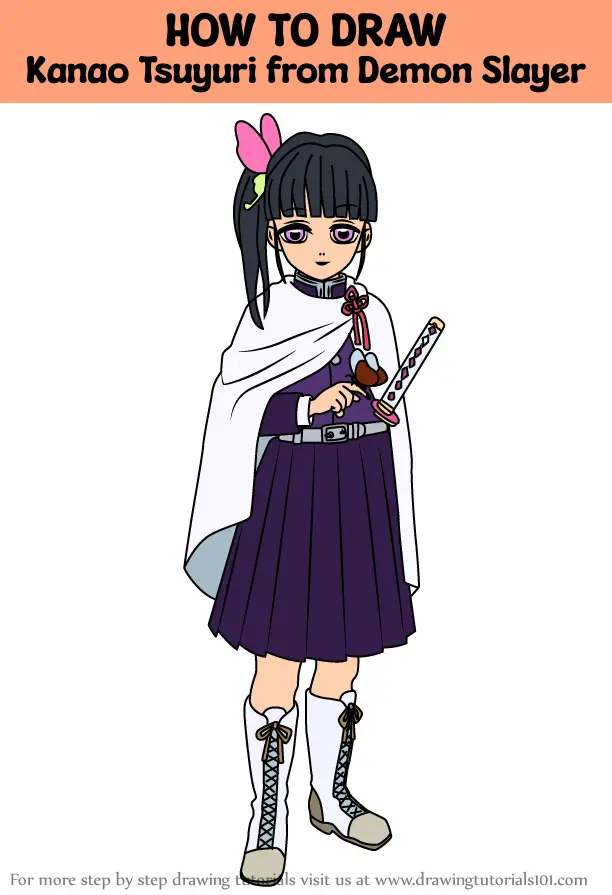 How to Draw Kanao Tsuyuri from Demon Slayer (Demon Slayer) Step by Step ...