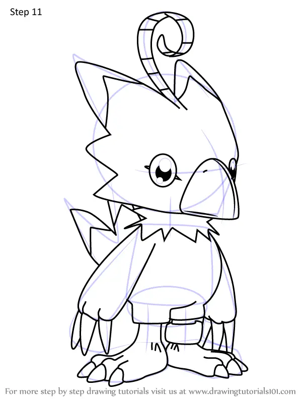 Step By Step How To Draw Biyomon From Digimon Drawingtutorials | The ...