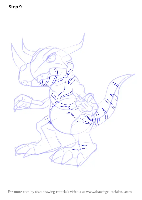 How to Draw Greymon from Digimon (Digimon) Step by Step