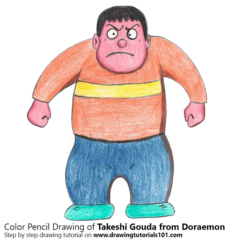 Takeshi Gouda from Doraemon Color Pencil Drawing