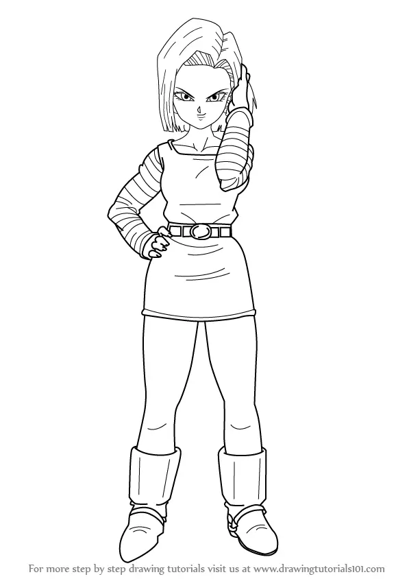 Learn How to Draw Android 18 from Dragon Ball Z (Dragon ...