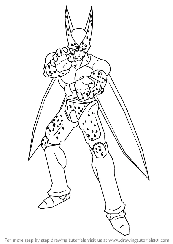 How to Draw Cell from Dragon Ball Z - DrawingTutorials101.com