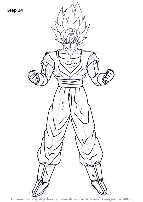 Super Saiyan Full Body Goku Drawing Draw the upper body clothing