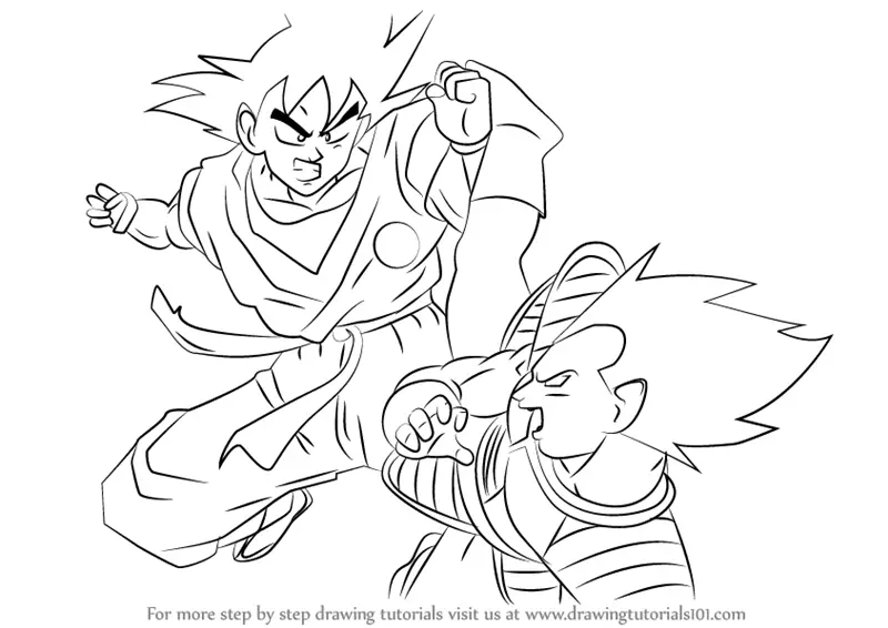 Step by Step How to Draw Goku vs Vegeta 