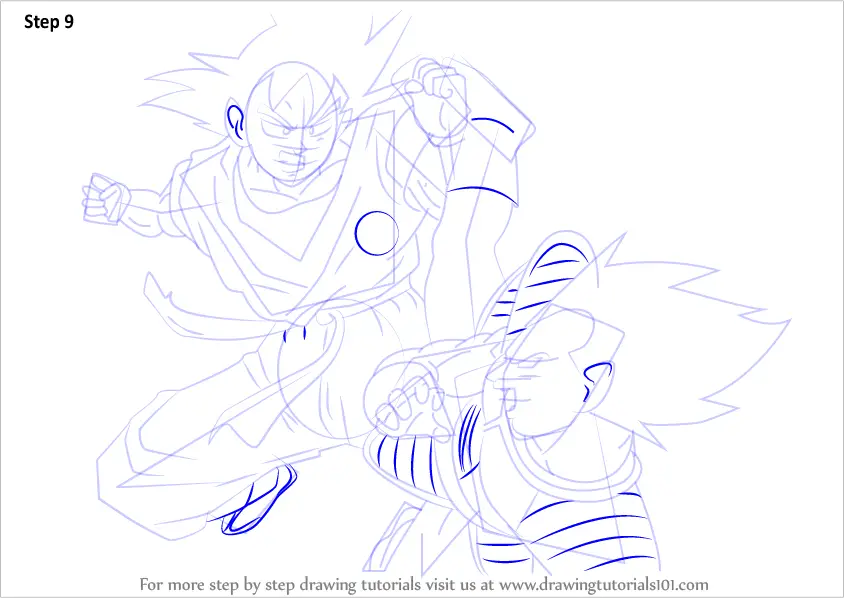 Learn How to Draw Goku vs Vegeta (Dragon Ball Z) Step by ...