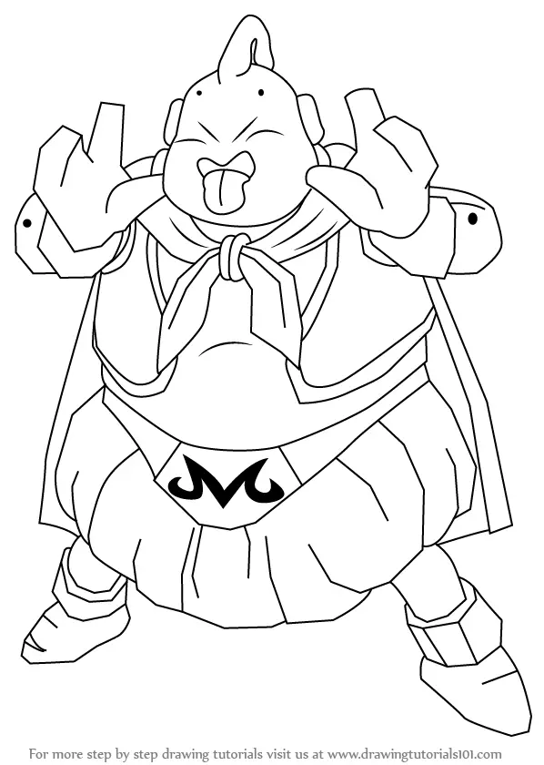 Step by Step How to Draw Majin Boo from Dragon Ball Z