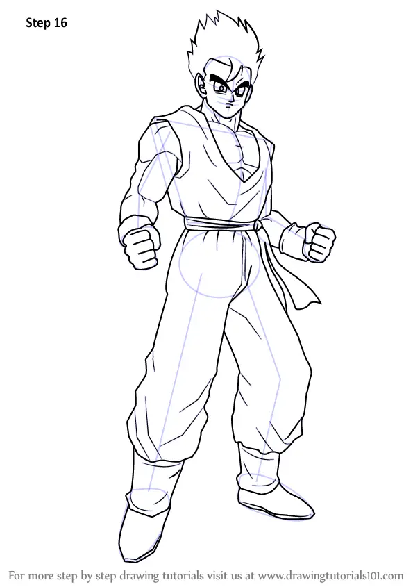 Learn How to Draw Son Gohan from Dragon Ball Z (Dragon Ball Z) Step by ...