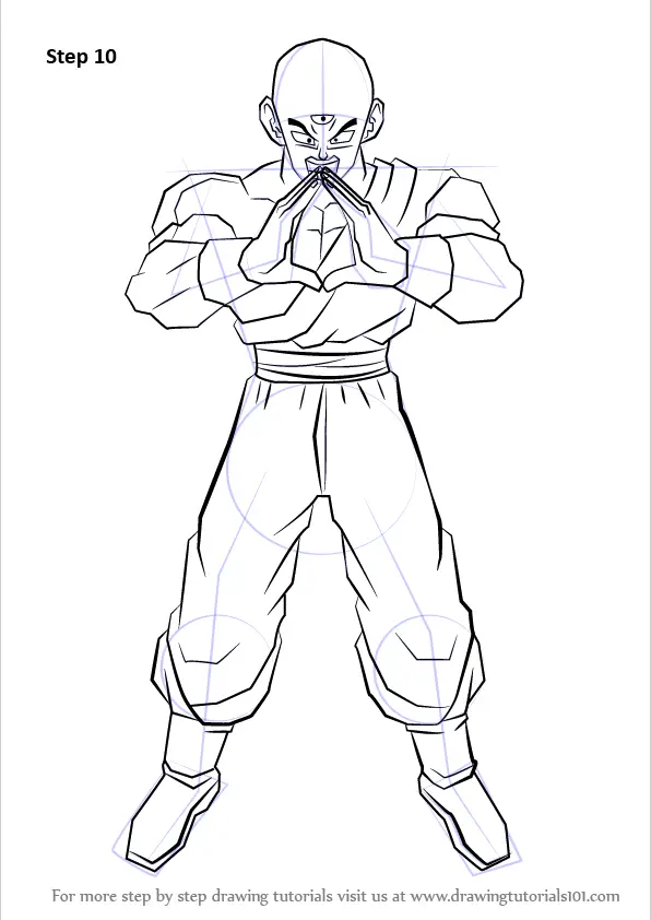 Step by Step How to Draw Tien from Dragon Ball Z : DrawingTutorials101.com