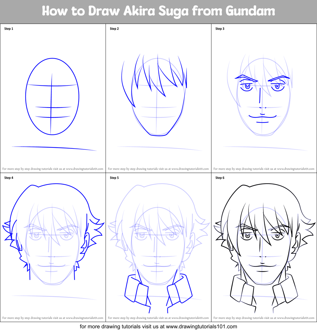 How to Draw Akira Suga from Gundam (Gundam) Step by Step ...