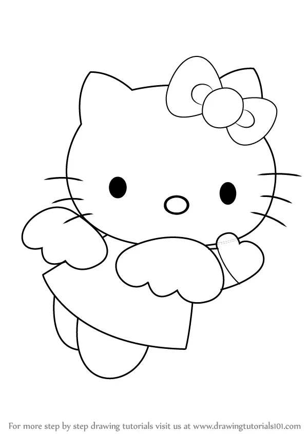 Learn How To Draw Hello Kitty Angel Hello Kitty Step By Step