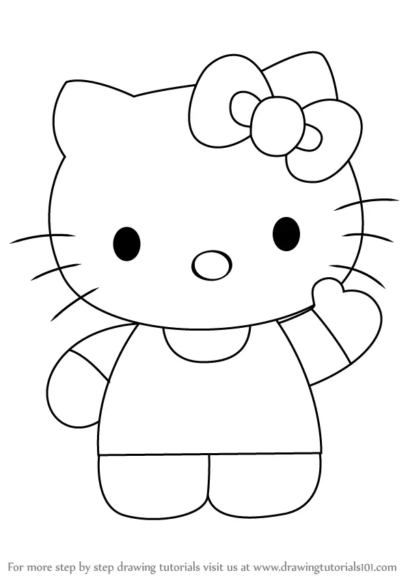 Learn How to Draw Hello Kitty with Heart Hello Kitty Step by Step   Drawing Tutorials  Hello kitty drawing Hello kitty coloring Kitty  coloring