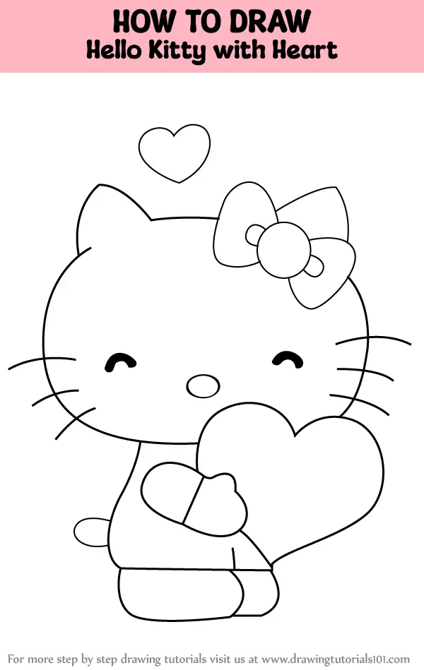 how to draw Hello Kitty with Heart step 0 og