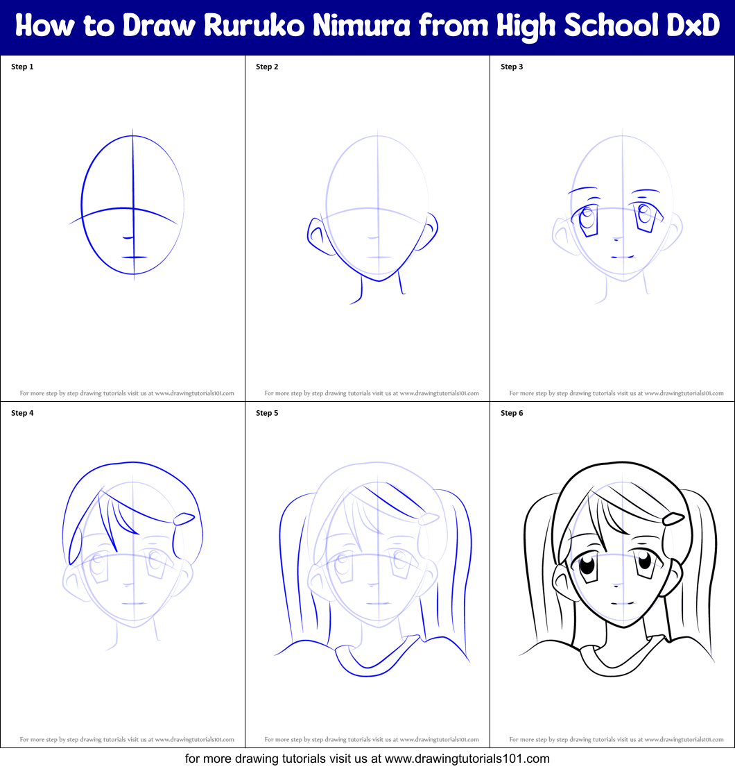 How to Draw Ruruko Nimura from High School DxD printable step by step ...