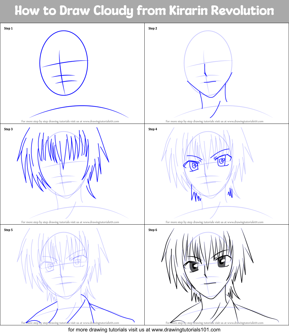 How to Draw Cloudy from Kirarin Revolution printable step by step ...