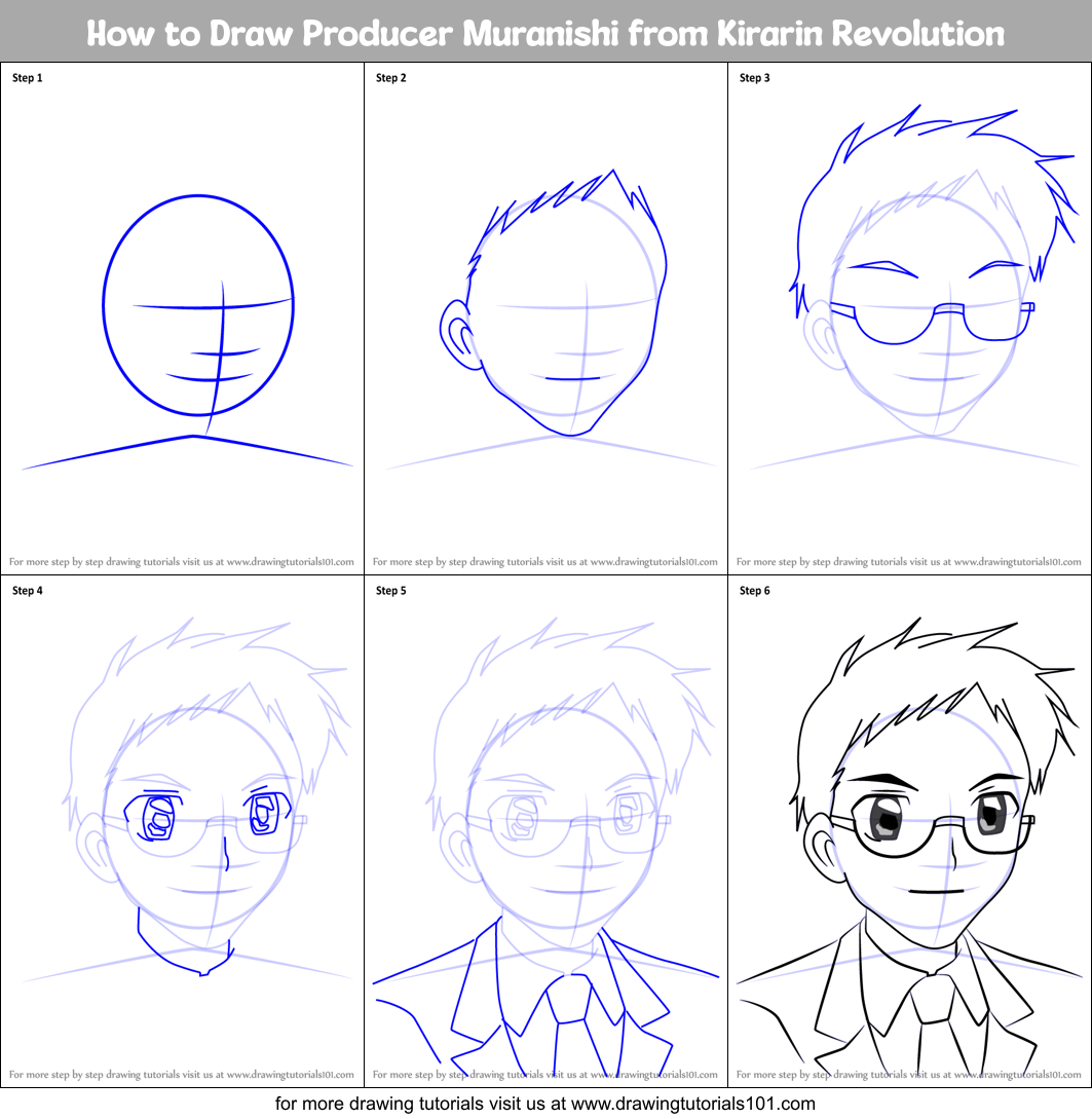 How to Draw Producer Muranishi from Kirarin Revolution printable step ...