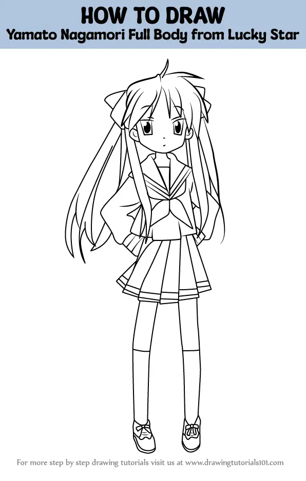 How to Draw Yamato Nagamori Full Body from Lucky Star (Lucky Star) Step ...