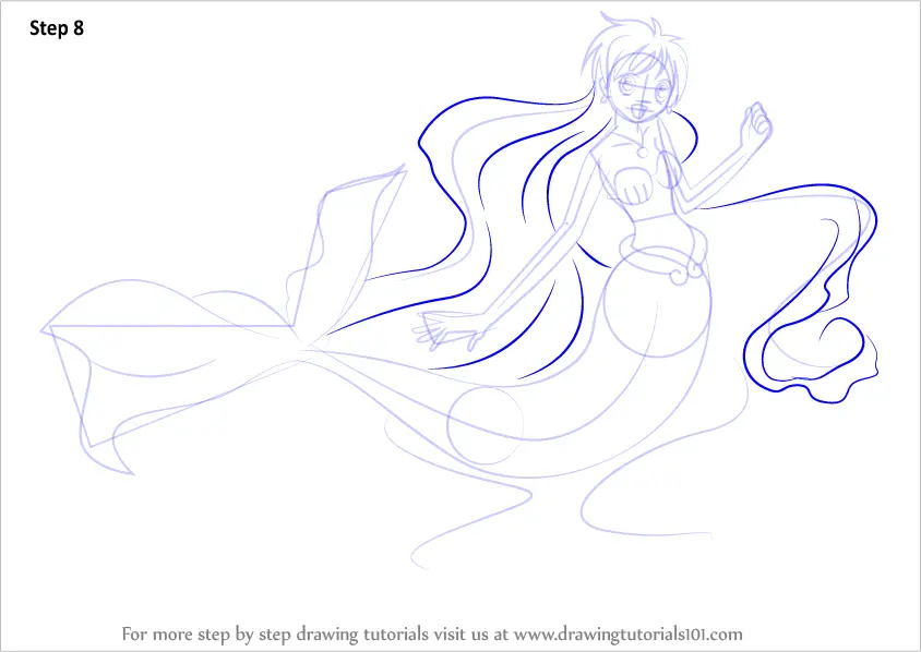 How to Draw Hanon in Mermaid from Mermaid Melody (Mermaid Melody) Step ...