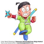 How to Draw Kemuzou Kemumaki from Ninja Hattori