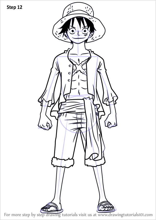 How to Draw Monkey D. Luffy Full Body from One Piece (One Piece) Step