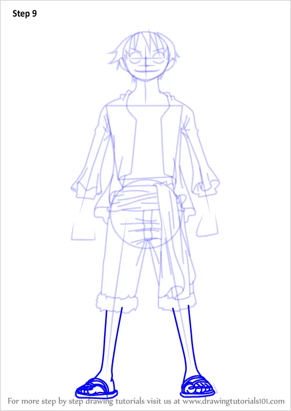 Learn How to Draw Monkey D. Luffy Full Body from One Piece (One Piece ...
