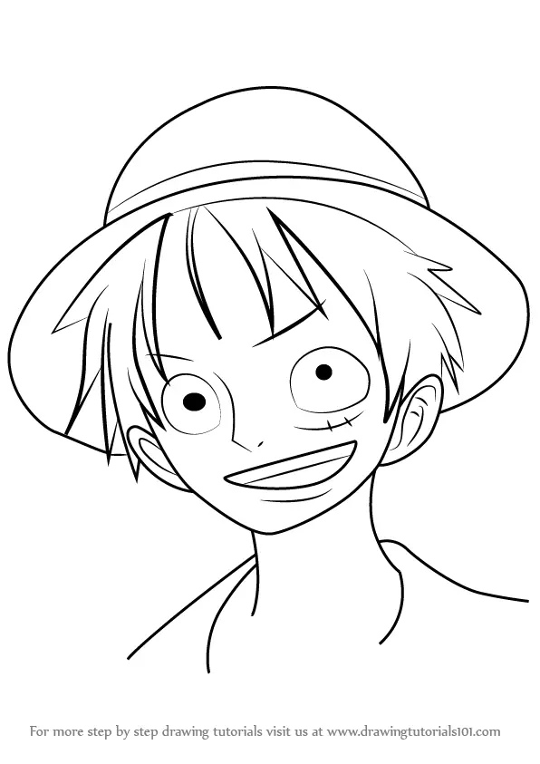 How to draw Monkey D Luffy face  One Piece  Sketchok easy drawing guides