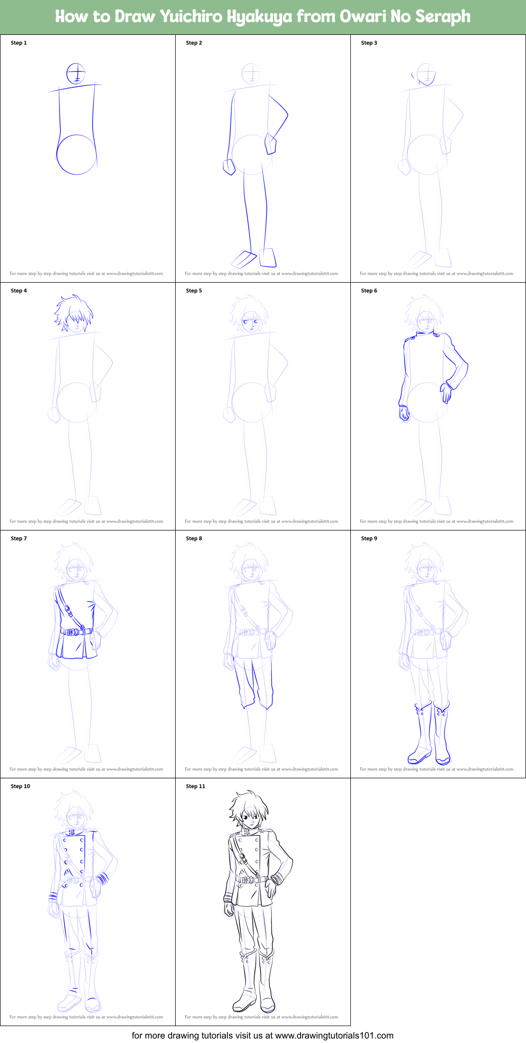 How To Draw Yuichiro Hyakuya From Owari No Seraph Printable Step By Step Drawing Sheet Drawingtutorials101 Com