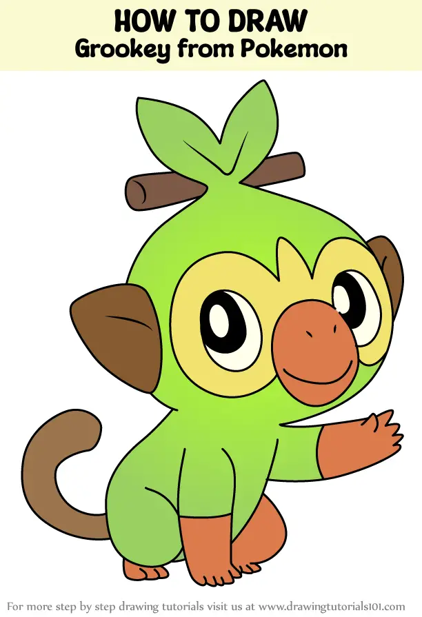 How to Draw Pokemon GROOKEY  Easy Step by step 