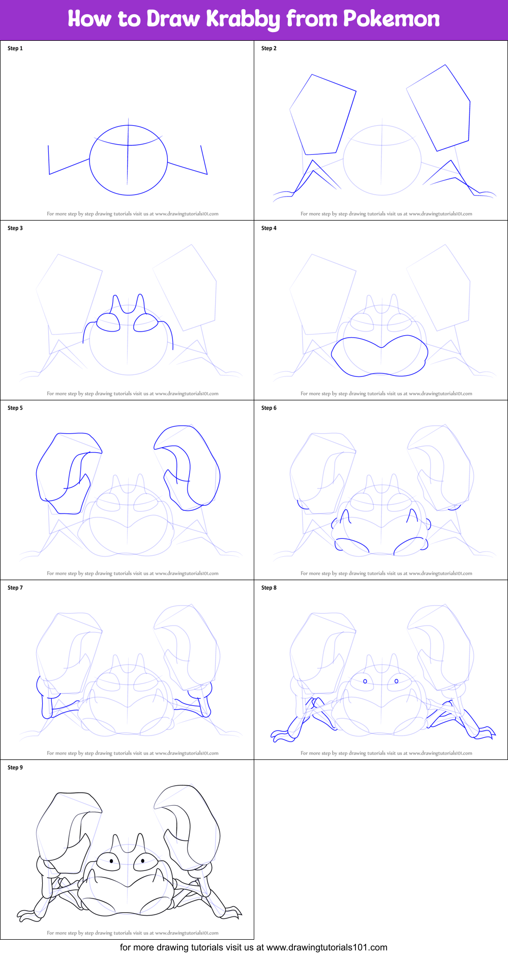 to draw krabby how pokemon Krabby How step Pokemon by Draw step to printable from