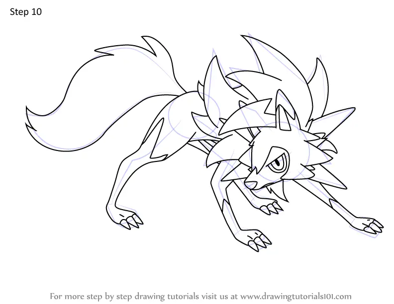 How to Draw Lycanroc Dusk Form from Pokemon (Pokemon) Step by Step ...