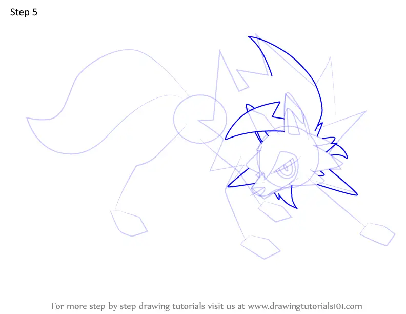 How to Draw Lycanroc Dusk Form from Pokemon (Pokemon) Step by Step ...