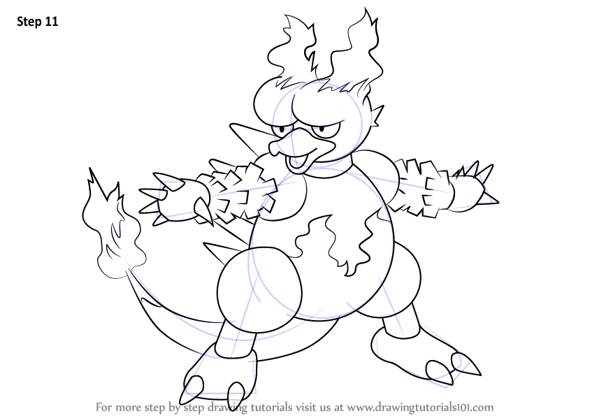 Step By Step How To Draw Magmar From Pokemon