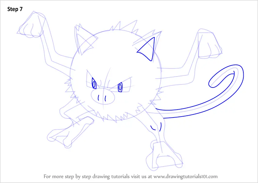 Step By Step How To Draw Mankey From Pokemon Drawingtutorials Com