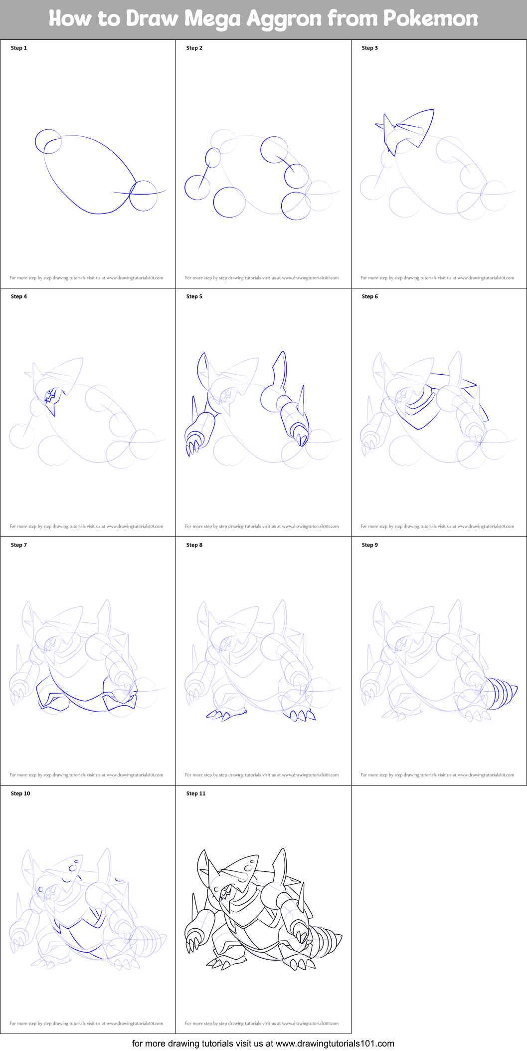 How to Draw Mega Aggron from Pokemon (Pokemon) Step by Step ...