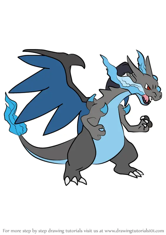 Learn How to Draw Mega Charizard X from Pokemon (Pokemon) Step by Step