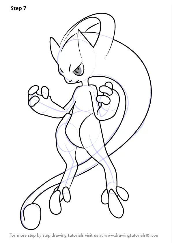 Step By Step How To Draw Mega Mewtwo Y From Pokemon