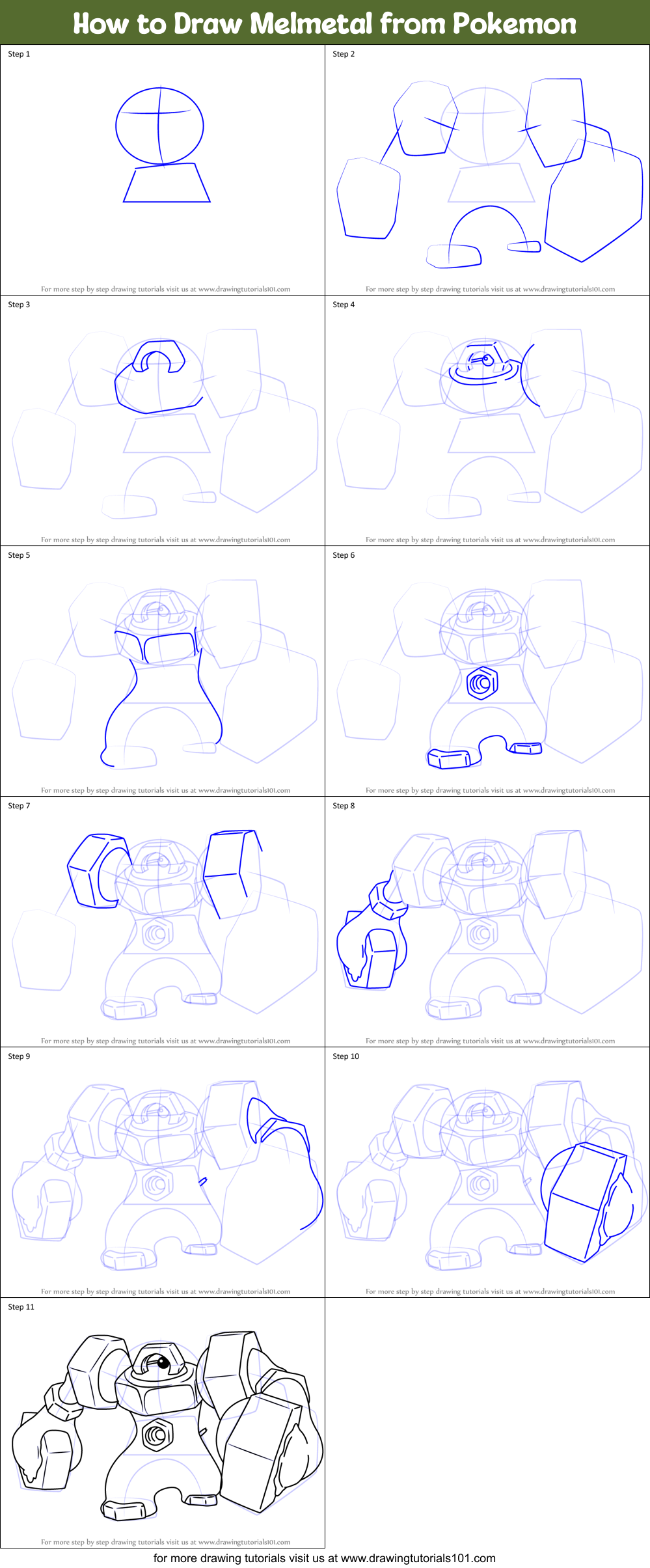 How to Draw Melmetal from Pokemon (Pokemon) Step by Step ...