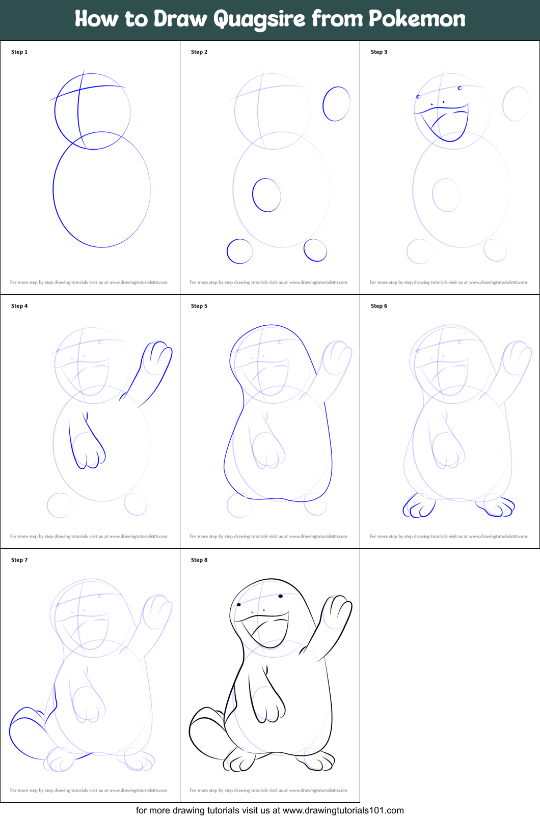 How to Draw Quagsire from Pokemon (Pokemon) Step by Step ...