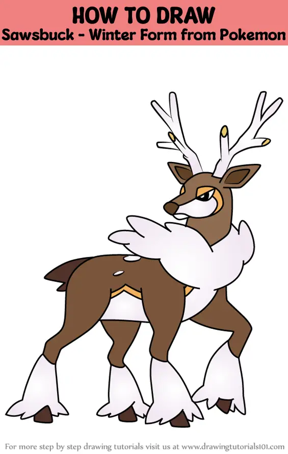 How to Draw Sawsbuck - Winter Form from Pokemon (Pokemon) Step by Step ...